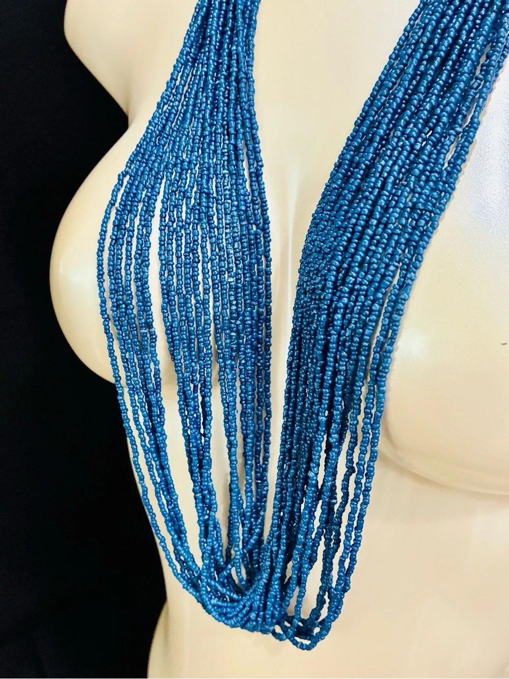 Blue Multi-Strand Beaded Necklace - Contemporary Women’s Jewelry